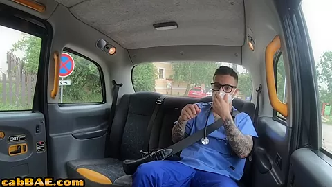 Blackhaired cabbie gets doggy pounded before riding cock