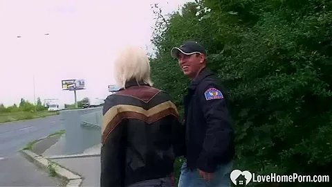 Banging a hot blonde babe in public