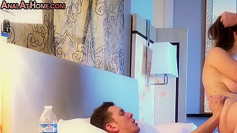 Busty DP amateur babe 3some banged at home by big cocks