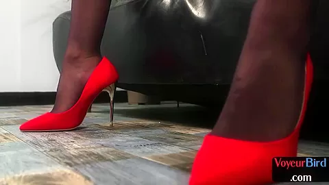 CFNM MILF in stockings and heels watching guy wanking