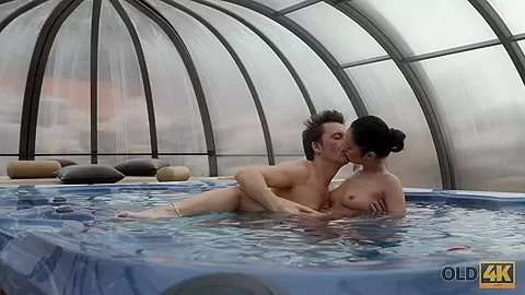 OLD4K. Old lover nicely penetrates black-haired chick from behind