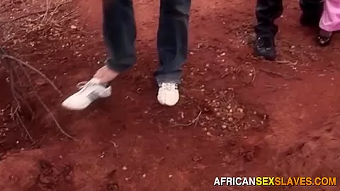 Black ebony african girl dominated in outdoor hardcore fuck