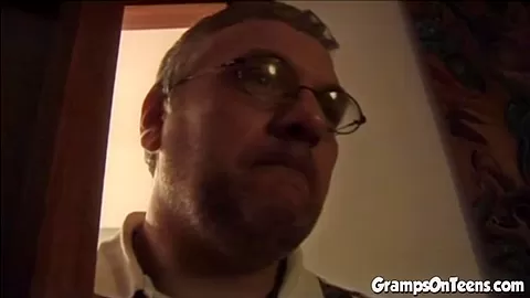 Chubby teen 18+ fucks pervy grandpa after handjob