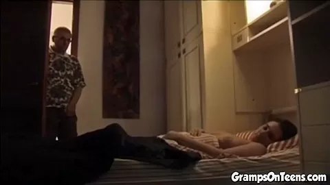 Chubby teen 18+ fucks pervy grandpa after handjob