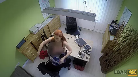 LOAN4K. Busty redheaded MILF has sex with a hung guy who can help her