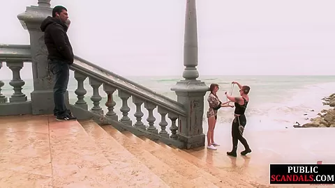 Public whore facial jizzed n pissed after whipping n toying