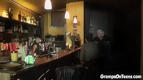 teen 18+ barmaid screws oldie in reverse