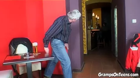 teen 18+ barmaid screws oldie in reverse