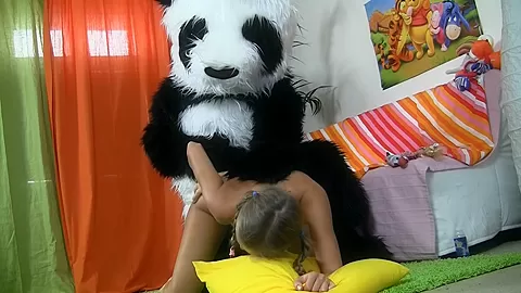 Lovely minx sucks fucks a strapon sex toy