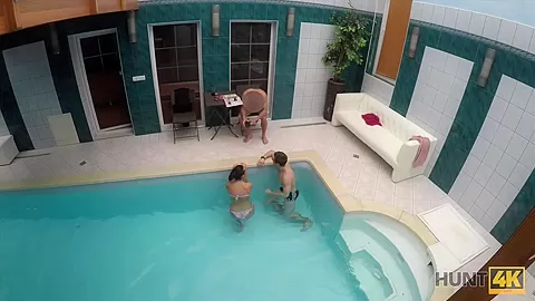 HUNT4K. Young cuckold let stranger nail slutty girlfriend by pool