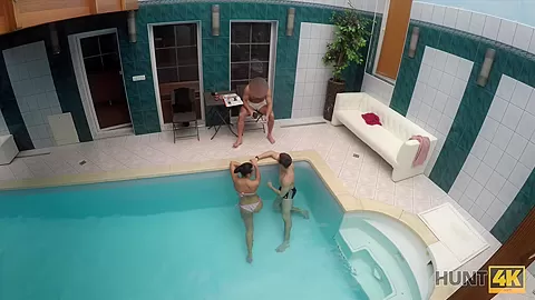 HUNT4K. Young cuckold let stranger nail slutty girlfriend by pool