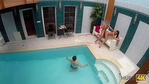 HUNT4K. Young cuckold let stranger nail slutty girlfriend by pool