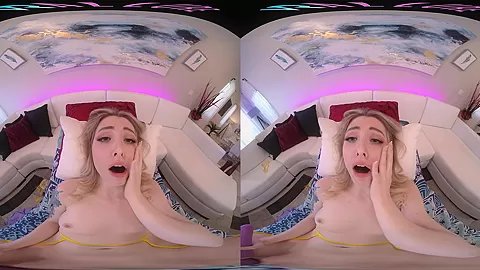 Tight blonde teen 18+ is ready to ride your dick in VR