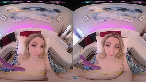 Tight blonde teen 18+ is ready to ride your dick in VR