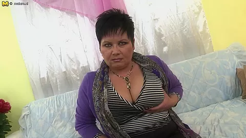 Chubby Big Breasted Mama Playing With A Rubber Toy - MatureNL