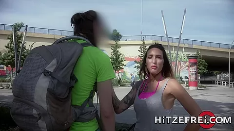 HITZEFREI Interracial German couple fuck on the rooftop