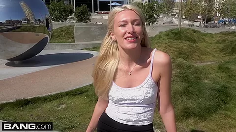 Russian MILF Angelina Bonnet flashes her tits in public