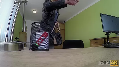 LOAN4K. Loan manager can give teen 18+ chick credit if she pleases him
