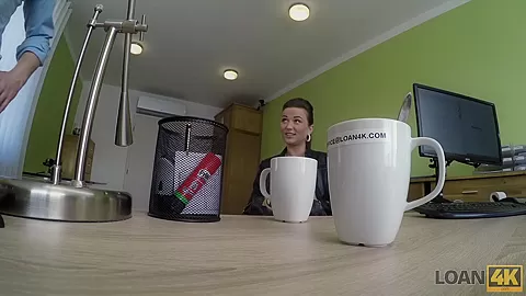 LOAN4K. Loan manager can give teen 18+ chick credit if she pleases him