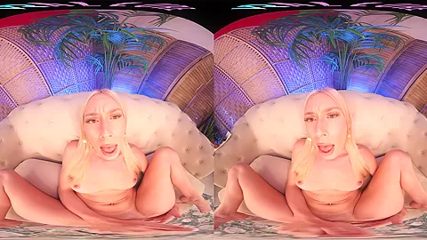 Big tit blonde plays with her toys in virtual reality