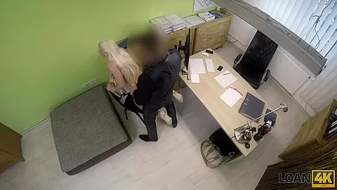 LOAN4K. Agent gives blonde some money for on-line shop with lingeri