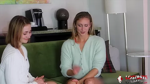 Two Gorgeous Co-Eds Play a Strip Card Memory Game