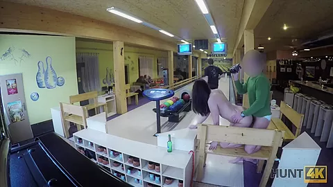 HUNT4K. Guy penetrates attractive beauty while cuckold plays bowling