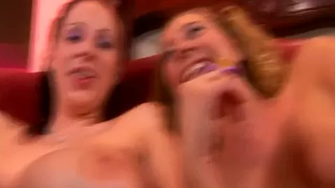 Busty threesome babes fucked by lucky cock