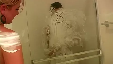 Two Hot Babes Showering Nude natural tits