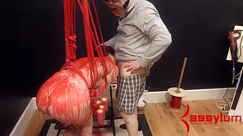 Bound sub sucks cock and has anal