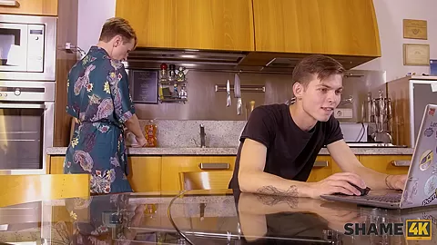 SHAME4K. Youngster finds womans nude pics and she takes care of his cock