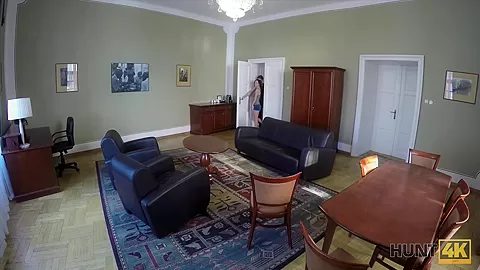 HUNT4K. Pretty brunette fucked by stranger to earn cash for ring