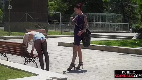 Public 3some fucked slut facial jizzed by big cock fellows