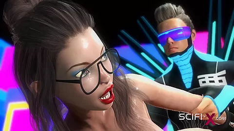 Super disco man plays with a hot horny busty hottie in restraints