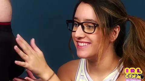 CFNM amateur teen 18+ does her 1st CFNM BJ with cumshot ending