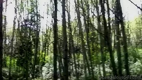 Dirty outdoor teen sucks on hard cock in the woods
