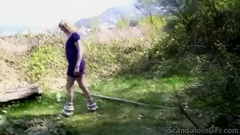 Dirty outdoor teen sucks on hard cock in the woods