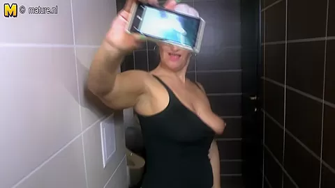 Horny Mature Slut Gets Pissed And Fucked On A Toilet - MatureNL