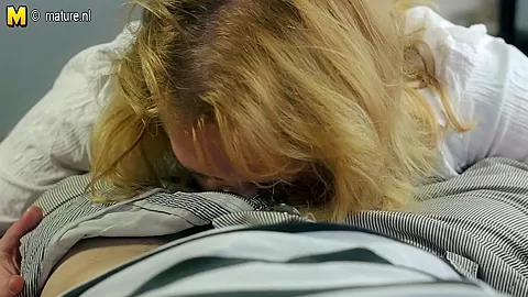 Horny Blonde Mama Sucking Cock - MatureNL