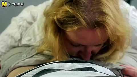 Horny Blonde Mama Sucking Cock - MatureNL