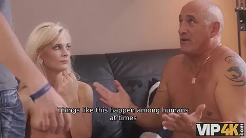 VIP4K. Guy doesnt know all the sex tricks so girlfriend tries stepdad