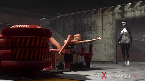 Super fuck system. Sex android plays with a hot girl in the lab