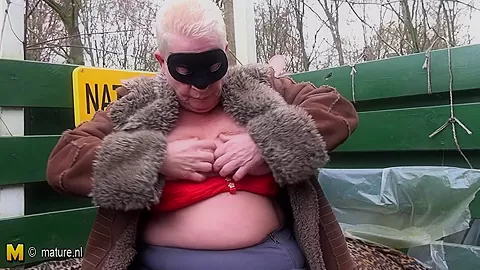 Naughty Mature Naturist Playing Outside - MatureNL