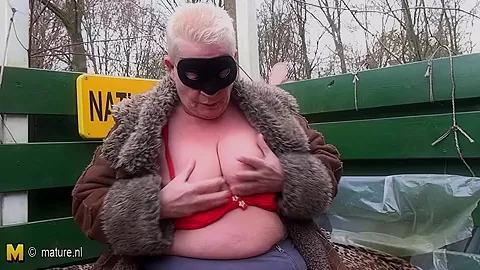 Naughty Mature Naturist Playing Outside - MatureNL