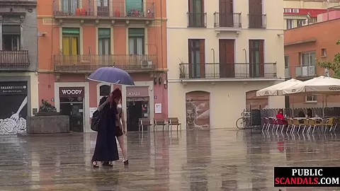 Female servant whipped outdoor by redhead femdom lady