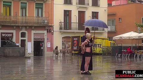 Female servant whipped outdoor by redhead femdom lady