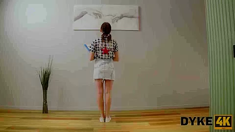 DYKE4K. New Girl and Her Naughty Coworkers