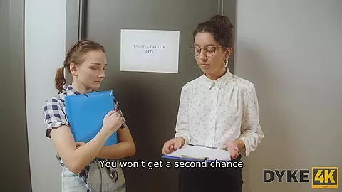 DYKE4K. New Girl and Her Naughty Coworkers