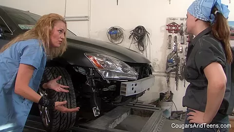 Slutty Lesbians Having Fun In The Public Garage - CougarsandTeens