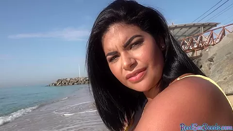 Curvy Latina gets pulled for outdoor sex in POV action